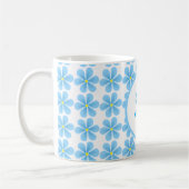 minimales elegantes monogramm Blaues botanisches M Kaffeetasse (Links)