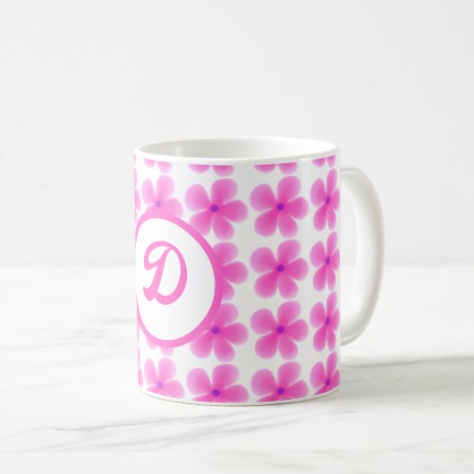 minimales, elegantes monogramm rosa Botanisches Mu Kaffeetasse (VorderseiteRechts)