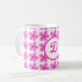 minimales, elegantes monogramm rosa Botanisches Mu Kaffeetasse