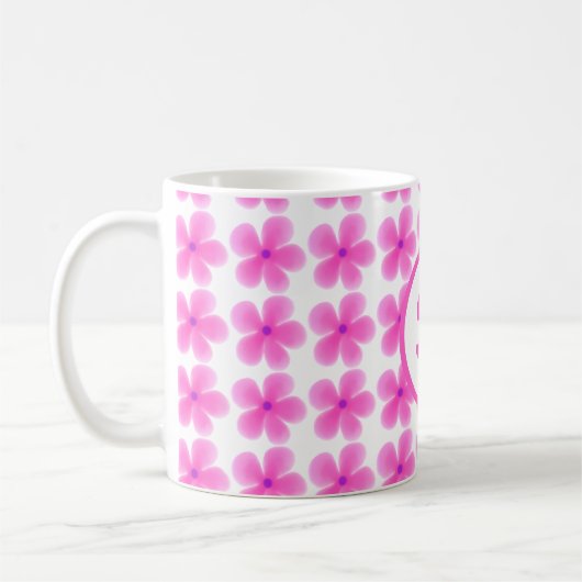 minimales, elegantes monogramm rosa Botanisches Mu Kaffeetasse (Links)