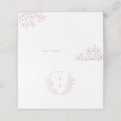 Minimales elegantes rosa Kirschblossom Monogramm-W Platzkarte (Außenseite Aufgefaltet)