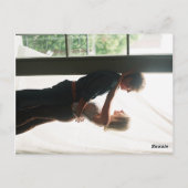 Minimales elegantes Script-Foto Save the Date Postkarte (Rückseite)