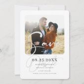 Minimales elegantes Script-Hochzeitsskript-Foto Save The Date (Vorderseite)