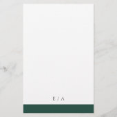Minimales Emerald Green Budget Hochzeitsprogramm (Hinten)