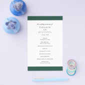 Minimales Emerald Green Budget Hochzeitsprogramm (Einzeln)