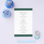 Minimales Emerald Green Budget Hochzeitsprogramm (Einzeln)
