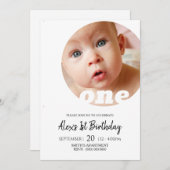 Minimales erstes Geburtstags-Foto Einladung (Vorne/Hinten)