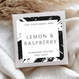 Minimales Etikett für schwarz-weiße Buschstriche Quadratischer Aufkleber