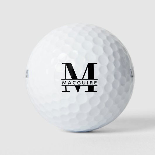 Minimales fett Monogramm mit Name Golfball (Vorderseite)