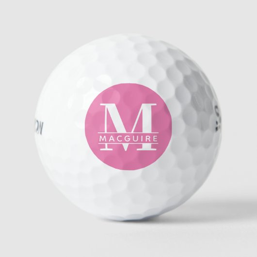 Minimales fett Monogramm mit Name | Pink Golf Ball (Vorderseite)