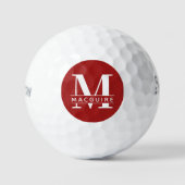 Minimales fett Monogramm mit Name | Raspberry Red Golfball (Vorderseite)