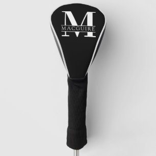 Minimales Fettmonogramm  Name Schwarz Golf Headcover
