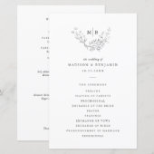 Minimales formales Monogramm-Hochzeitsprogramm (Vorne/Hinten)