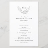 Minimales formales Monogramm-Hochzeitsprogramm (Vorderseite)