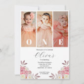 Minimales Foto am ersten Geburtstag Einladung (Vorderseite)