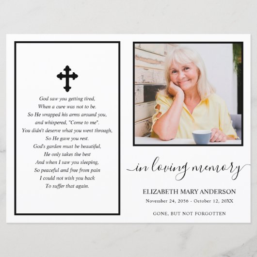 Minimales Foto Beerdigung Vollprogramm (Vorderseite)