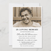 Minimales Foto bei der Beerdigung von Erinnerungen Einladung (Vorderseite)