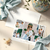 Minimales Foto Collage Script Wedding Bow Monogram Dankeskarte