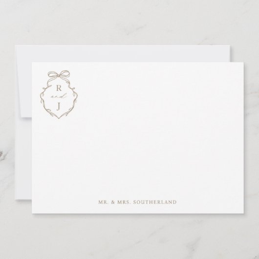 Minimales Foto Collage Script Wedding Bow Monogram Dankeskarte (Rückseite)