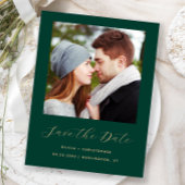 Minimales Foto Emerald Green Gold Save the Date Ankündigungspostkarte