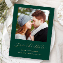 Minimales Foto Emerald Green Gold Save the Date