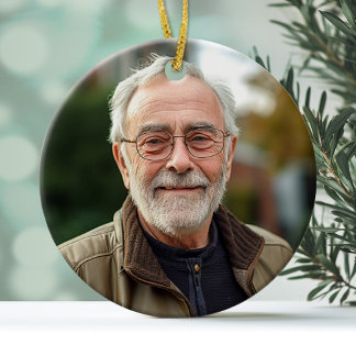 Minimales Foto nur auf der Vorderseite - Text auf  Keramik Ornament