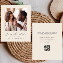 Minimales Foto QR Beige Save the Date