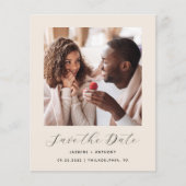 Minimales Foto QR Beige Save the Date (Vorderseite)