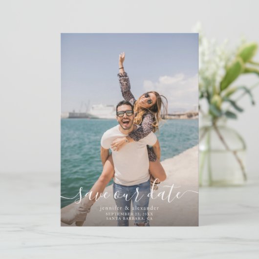 Minimales Foto Save the Date (Stehend Vorderseite)