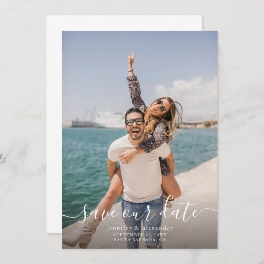 Minimales Foto Save the Date (Vorne/Hinten)