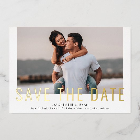 Minimales Foto Save the Date Folieneinladung (Vorderseite)