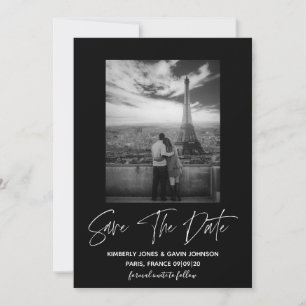 Minimales Foto Save the Date   Schwarz und Weiß
