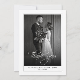 Minimales Foto Schwarz-weiß Hochzeit Dankeschön Ka Dankeskarte