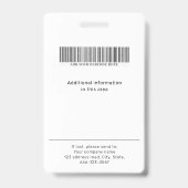 Minimales Foto und Abzeichen für Mitarbeiter Ausweis (Rückseite)