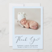 Minimales Foto Vielen Dank Baby Boy Birth Ankündigung (Vorderseite)