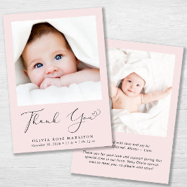 Minimales Foto Vielen Dank Baby Girl Birth Ankündigung