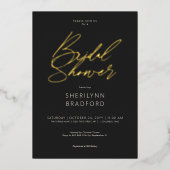 Minimales Gold Black & White Brautparty Folieneinladung (Vorderseite)