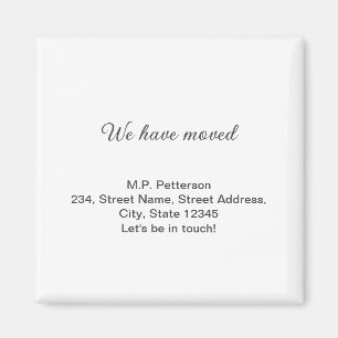 minimales Grau Wir sind umgezogen Name Adresse Tex Magnet