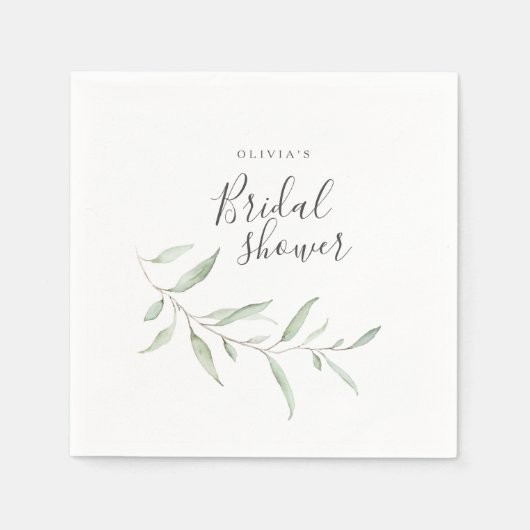Minimales Grün rustikales Brautparty Party Serviette (Vorderseite)