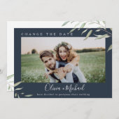 Minimales grünes Foto ändern das Datum Zurückgeste Einladung (Vorne/Hinten)