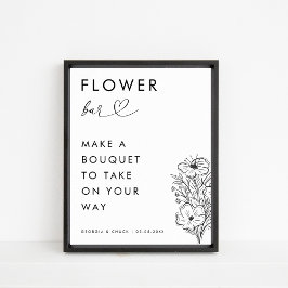Minimales Heart Script Bloom Blume Bar Wedding Sig Poster