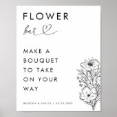 Minimales Heart Script Bloom Blume Bar Wedding Sig Poster (Vorne)