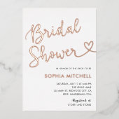 Minimales Herz-Script White Brautparty Folieneinladung (Vorderseite)