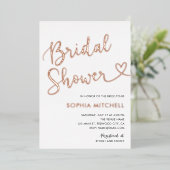 Minimales Herz-Script White Brautparty Folieneinladung (Stehend vorne)