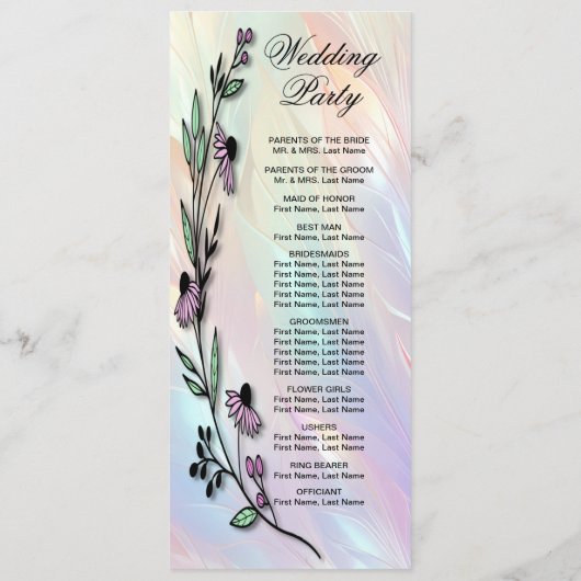 Minimales Hochzeitsprogramm für Blume Programm (Rückseite)