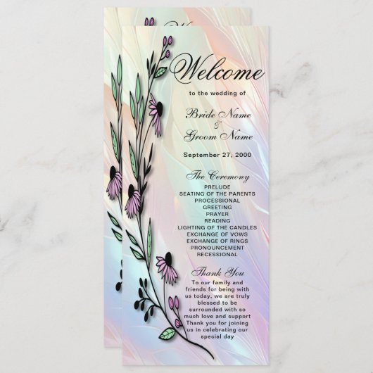 Minimales Hochzeitsprogramm für Blume Programm (Vorne/Hinten)