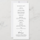 Minimales Hochzeitsprogramm für Elegante Kalligraf Einladung (Rückseite)