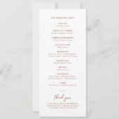 Minimales Hochzeitsprogramm für Elegante Kalligraf Einladung (Rückseite)