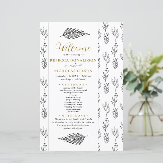 Minimales Hochzeitsprogramm für Text-Skripte (Stehend Vorderseite)