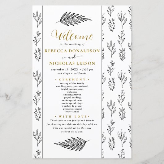 Minimales Hochzeitsprogramm für Text-Skripte (Vorderseite)